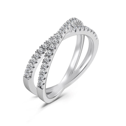 Overlap Crystal Rhodium-Plated Ring