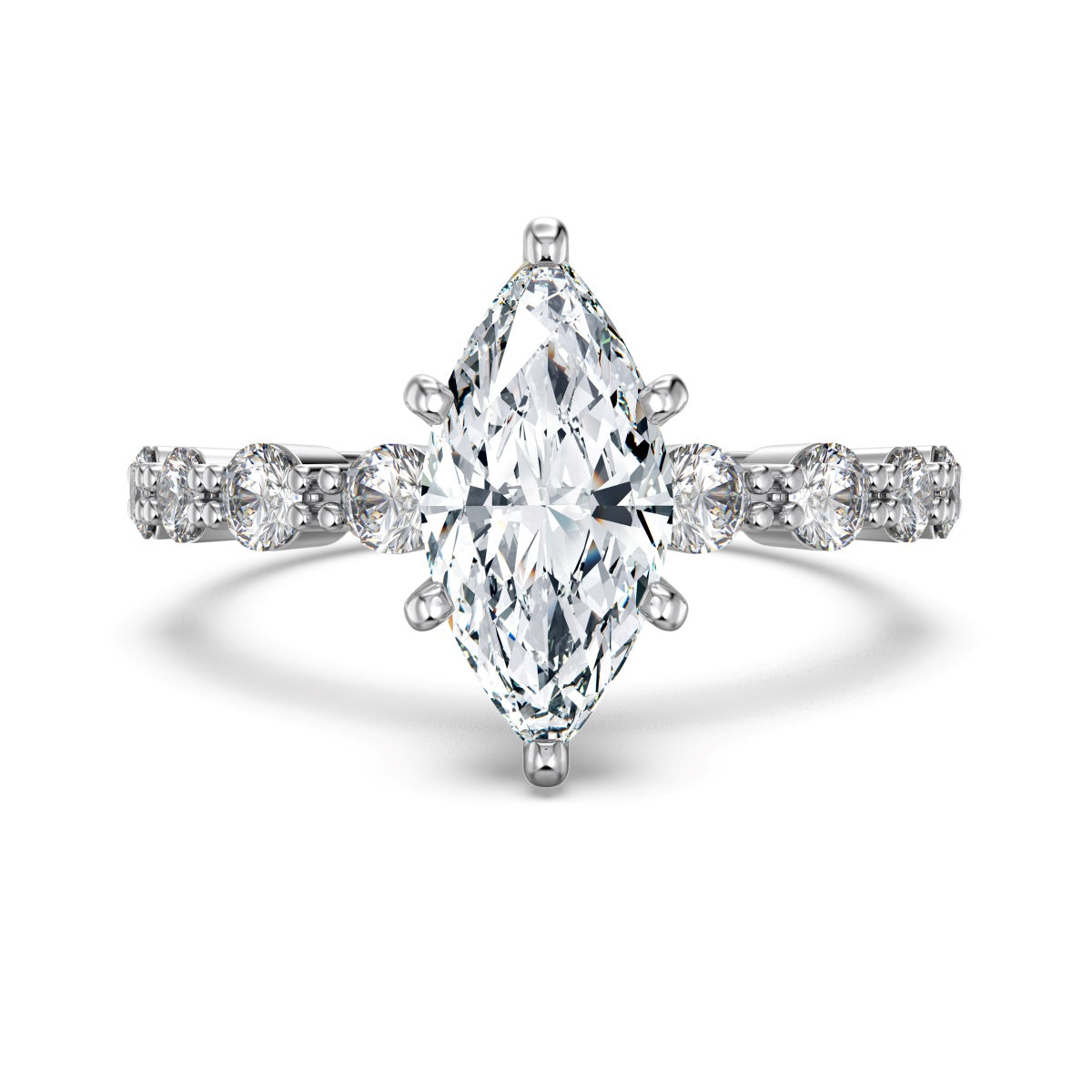 Marquise Crystal Rhodium-Plated Ring
