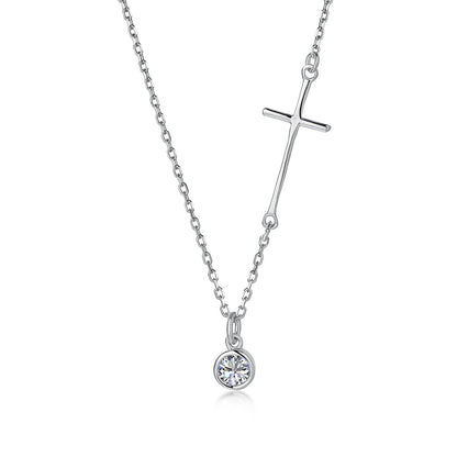 Minimalist Cross Rhodium-Plated Necklace