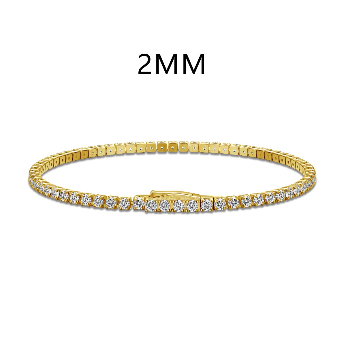 Tennis Double Lock Rhodium-Plated Bracelet