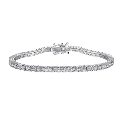 Triple Lock Tennis Rhodium-Plated Bracelet