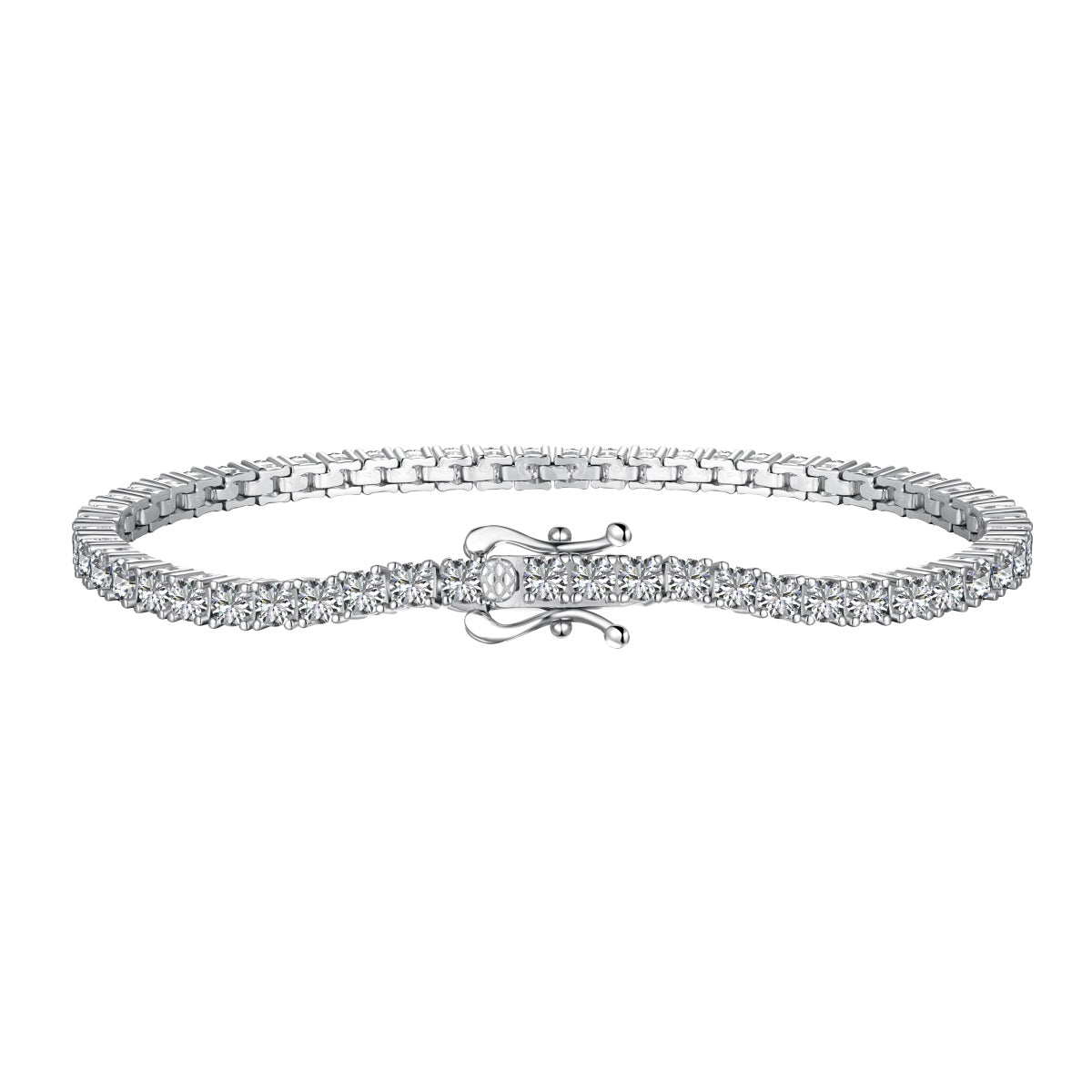 Triple Lock Tennis Rhodium-Plated Bracelet
