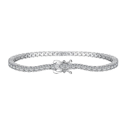 Triple Lock Tennis Rhodium-Plated Bracelet