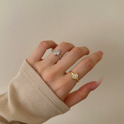 Donut Oval Cut Rhodium-Plated Ring