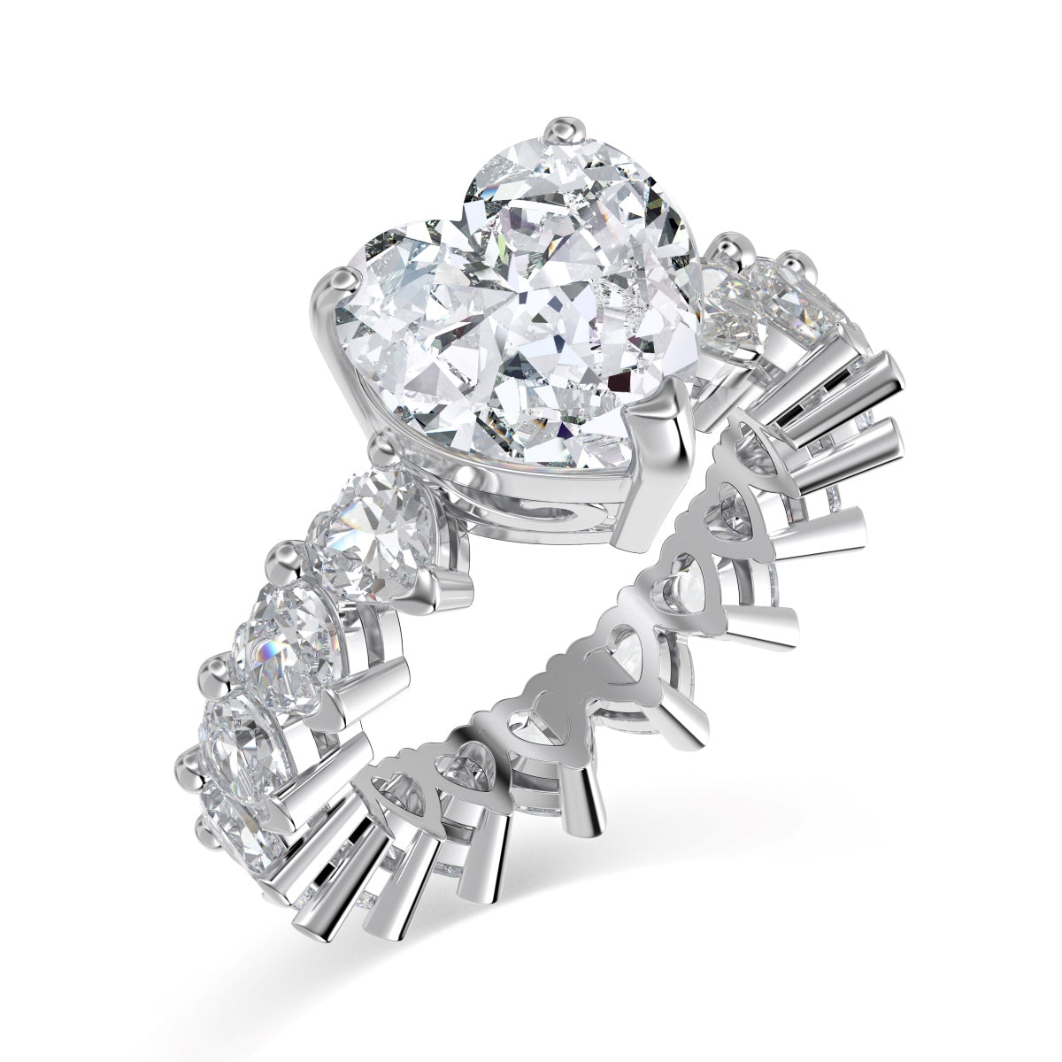 Heart Eternity Rhodium-Plated Ring