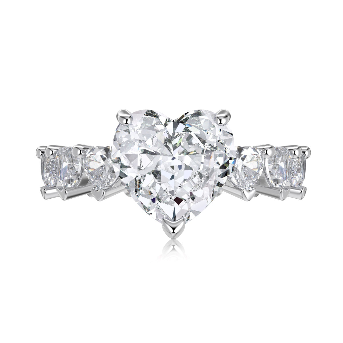 Heart Eternity Rhodium-Plated Ring