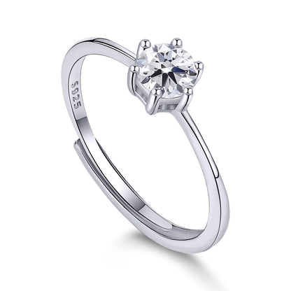 Dainty Round Adjustable Rhodium-Plated Ring