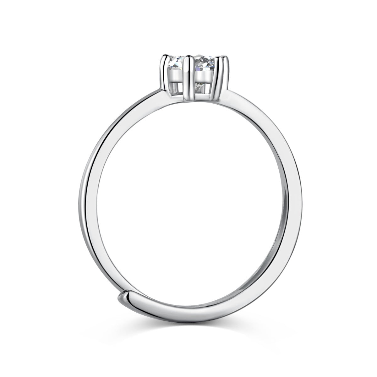 Dainty Round Adjustable Rhodium-Plated Ring