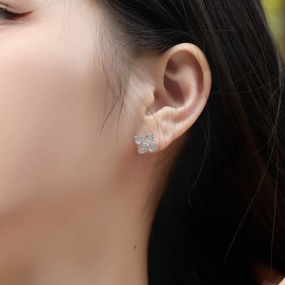 Floral Rhodium-Plated Stud Earrings