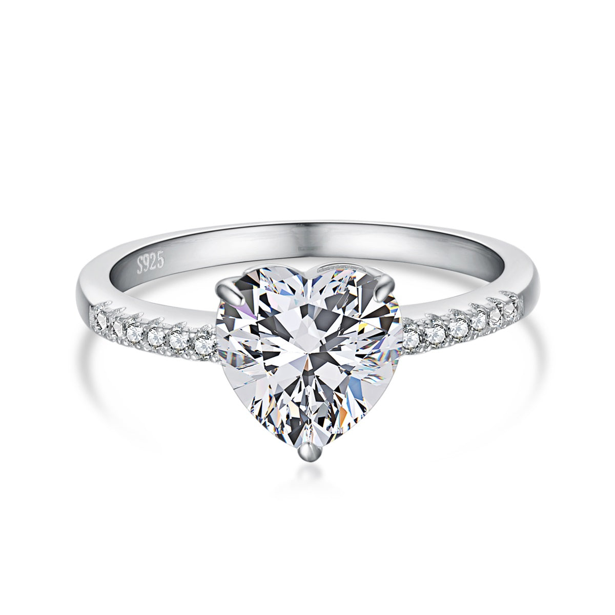 Heart Crystal Rhodium-Plated Ring