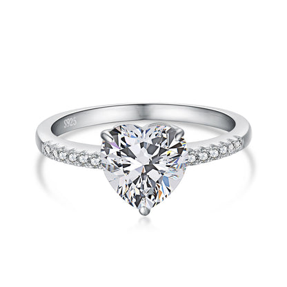 Heart Crystal Rhodium-Plated Ring
