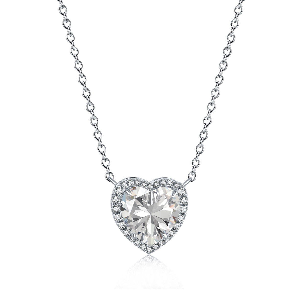 Big Heart Halo Rhodium-Plated Necklace