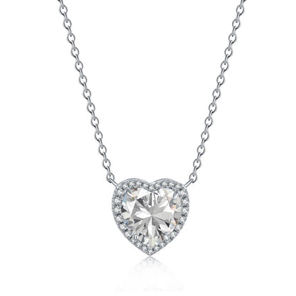 Big Heart Halo Rhodium-Plated Necklace