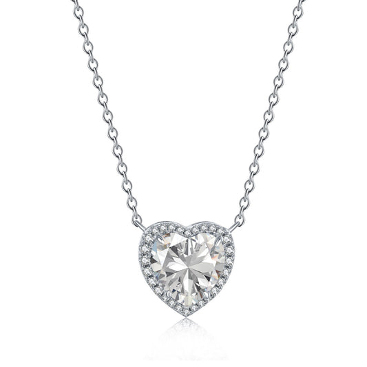 Big Heart Halo Rhodium-Plated Necklace
