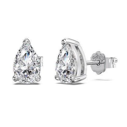 Mini Pear Cut Rhodium-Plated Stud Earrings