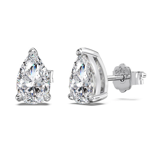 Mini Pear Cut Rhodium-Plated Stud Earrings
