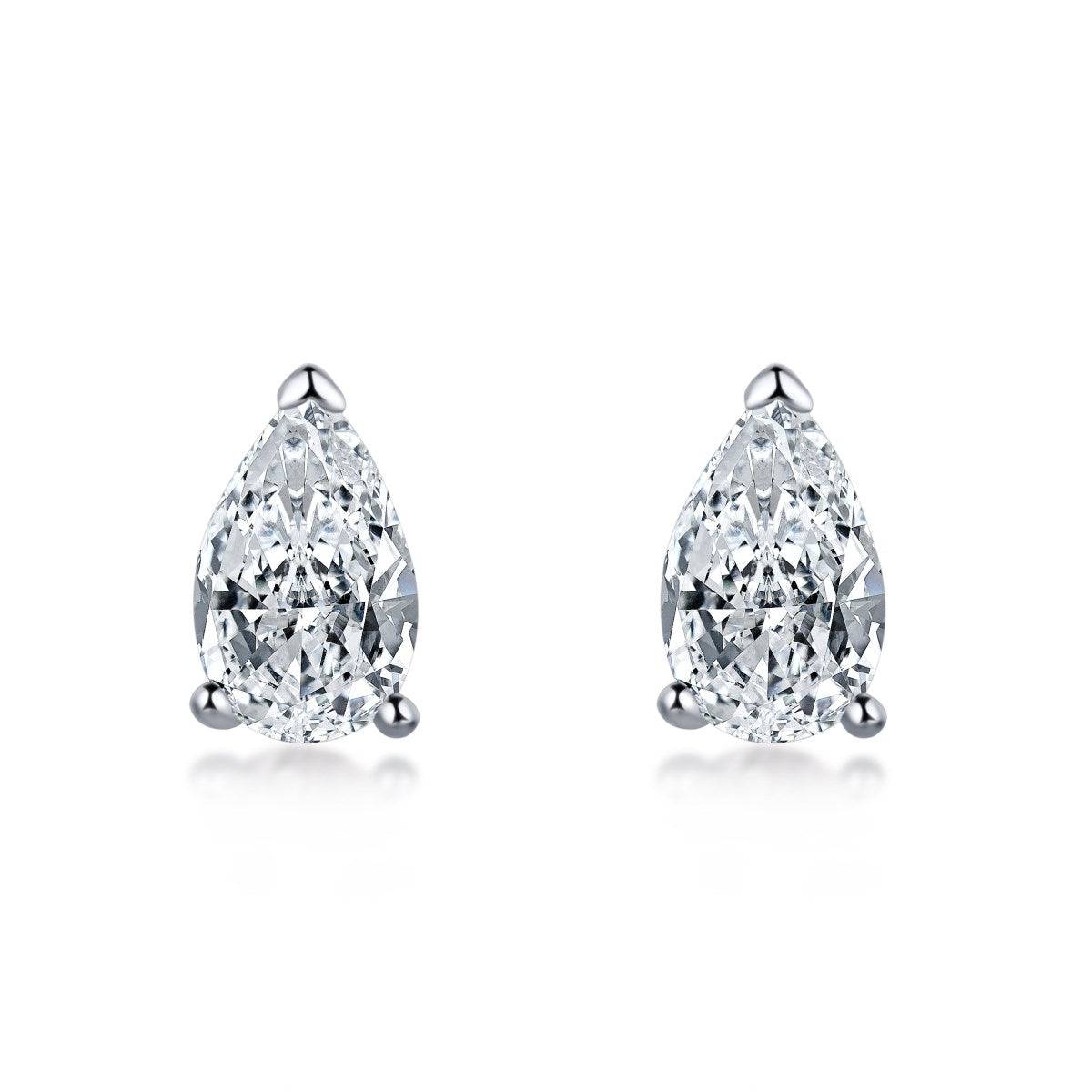 Mini Pear Cut Rhodium-Plated Stud Earrings