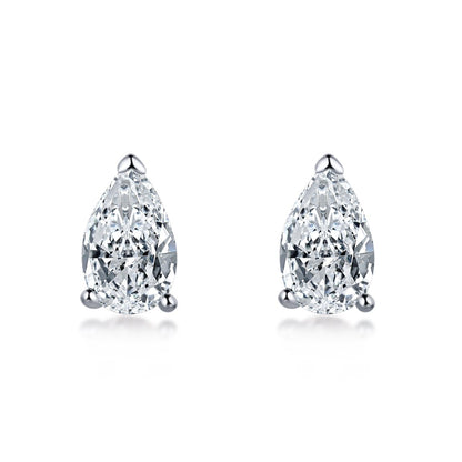 Mini Pear Cut Rhodium-Plated Stud Earrings