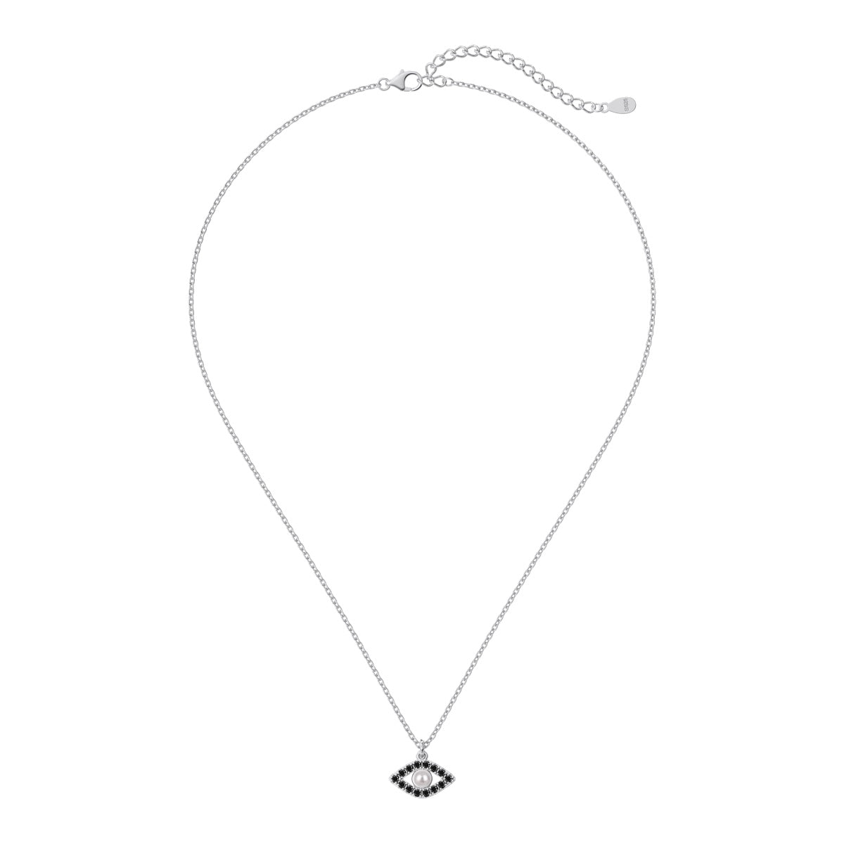 Evil Eye Pearl Rhodium-Plated Necklace