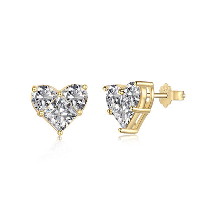 Crystal Heart Rhodium-Plated Stud Earrings