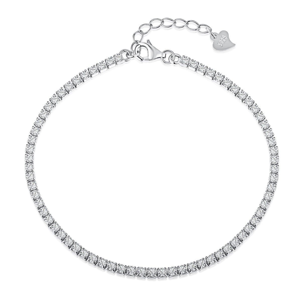 Tennis Lobster-Lock Rhodium-Plated Bracelet