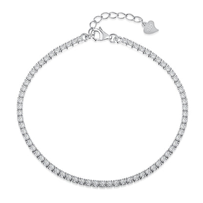 Tennis Lobster-Lock Rhodium-Plated Bracelet
