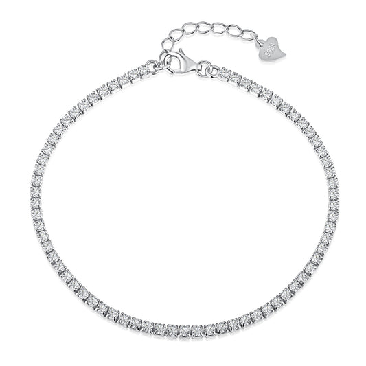 Tennis Lobster-Lock Rhodium-Plated Bracelet