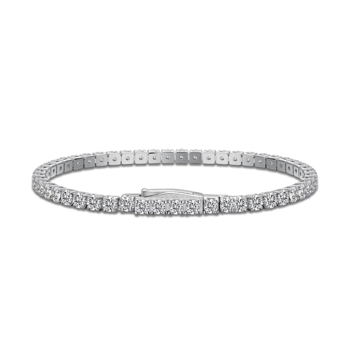 Tennis Double Lock Rhodium-Plated Bracelet