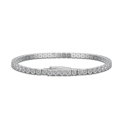 Tennis Double Lock Rhodium-Plated Bracelet