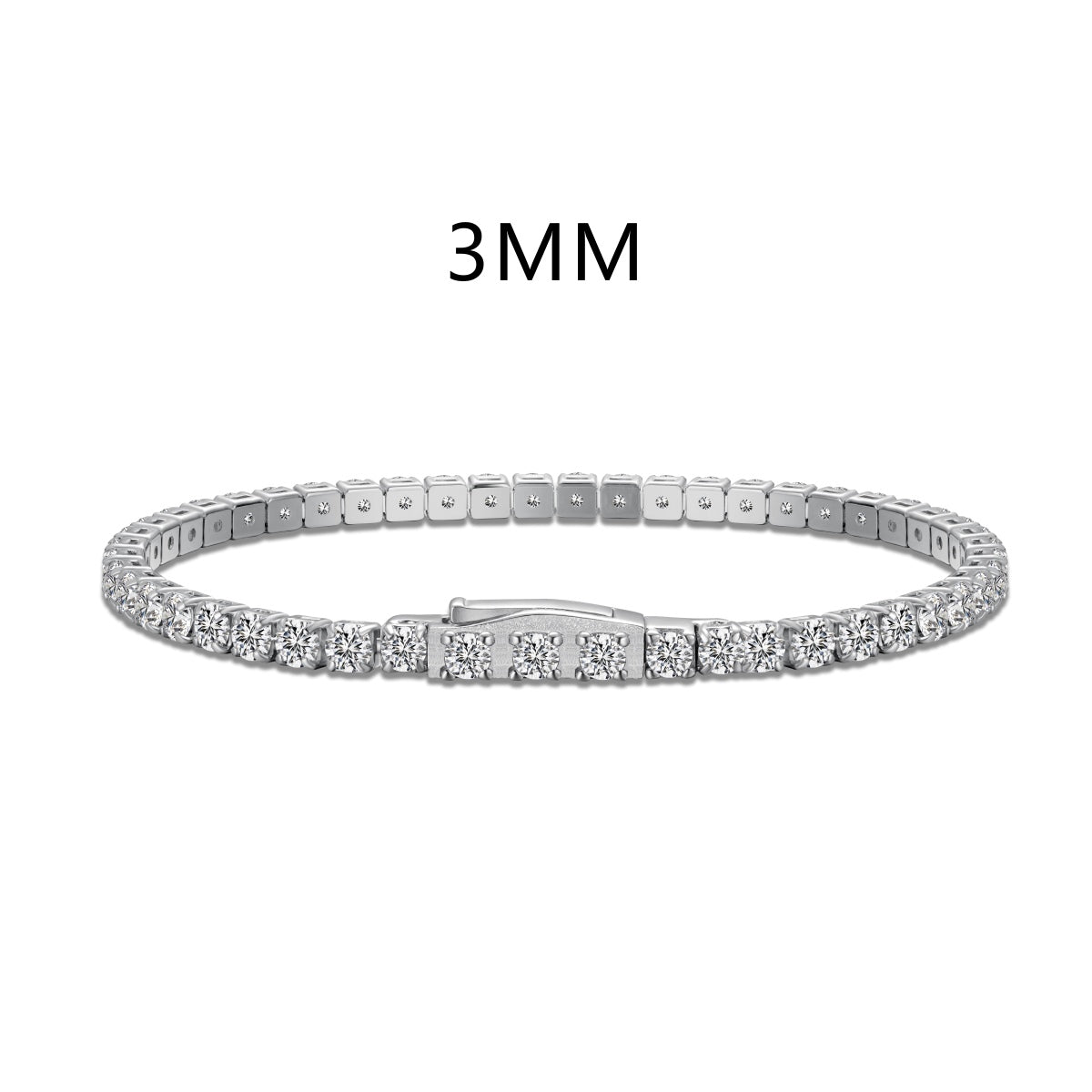 Tennis Double Lock Rhodium-Plated Bracelet