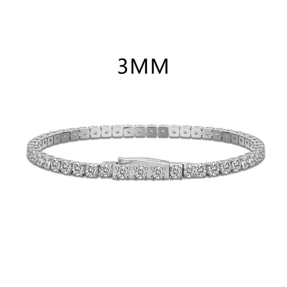 Tennis Double Lock Rhodium-Plated Bracelet