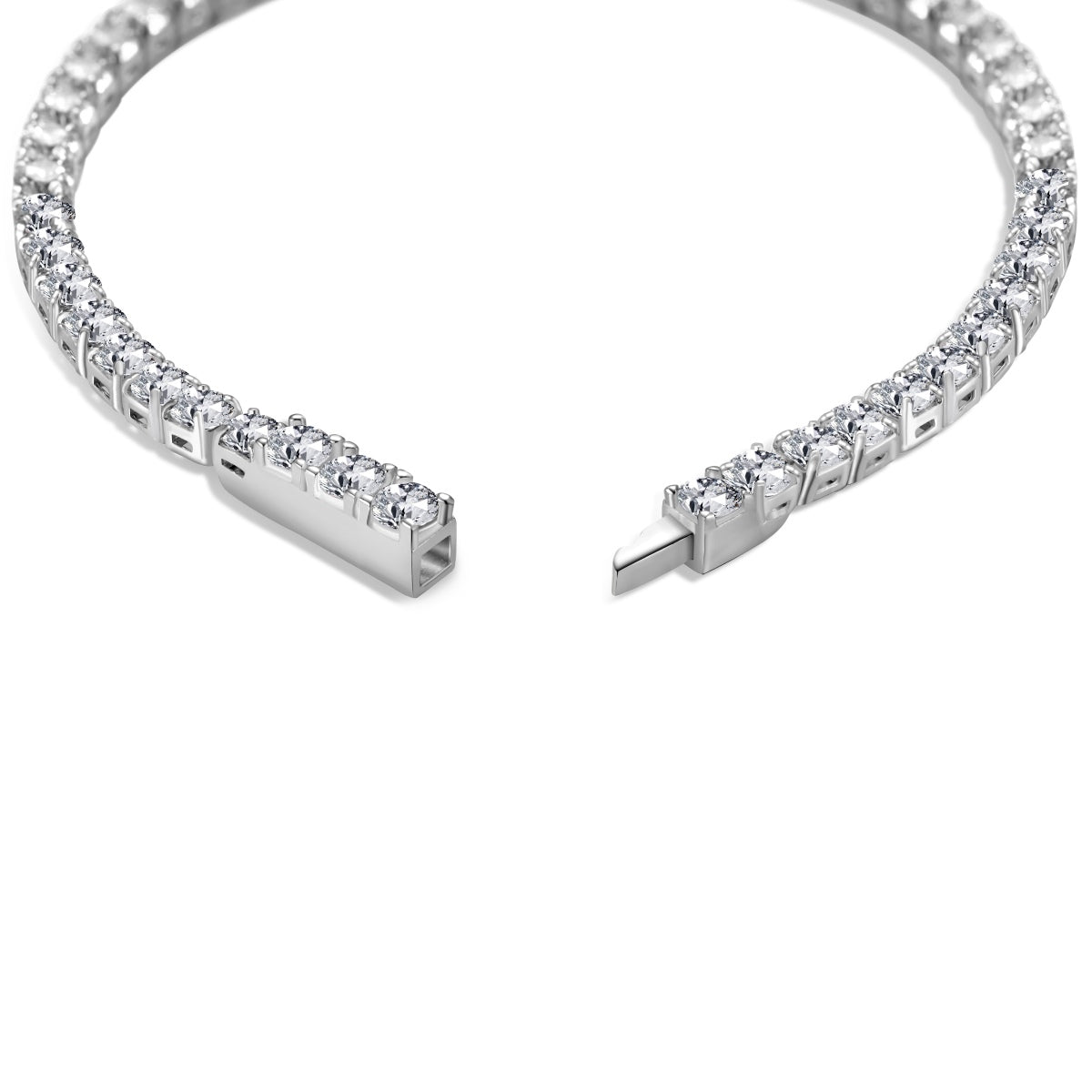 Tennis Double Lock Rhodium-Plated Bracelet