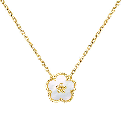 Mother Pearl Clover Rhodium-Plated Necklace
