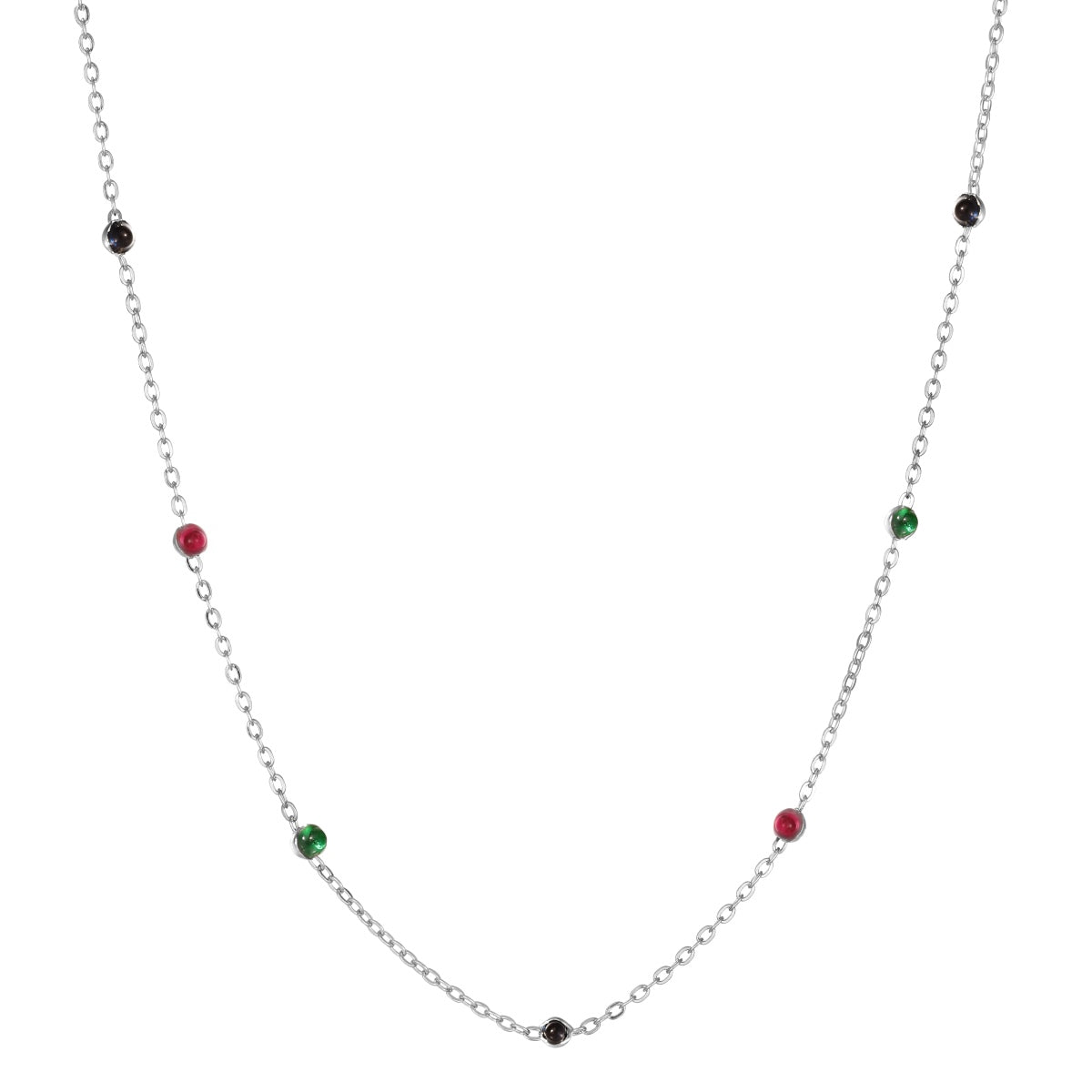 Colored Station Rhodium-Plated Necklace