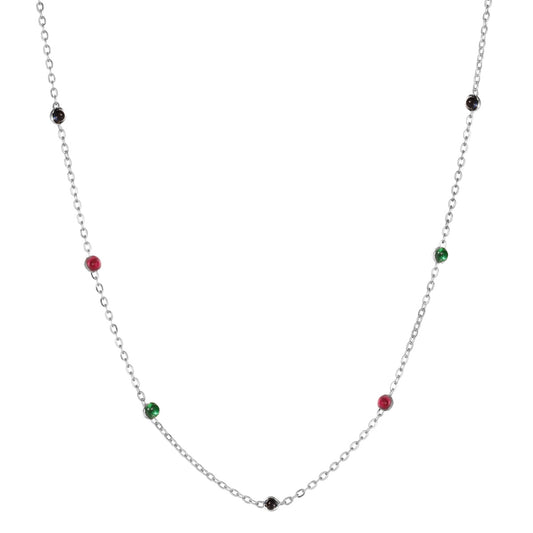 Colored Station Rhodium-Plated Necklace
