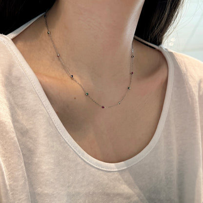 Colored Station Rhodium-Plated Necklace