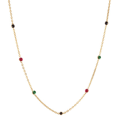 Colored Station Rhodium-Plated Necklace