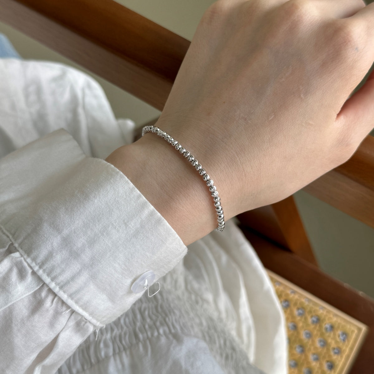 Disco Chain Rhodium-Plated Bracelet