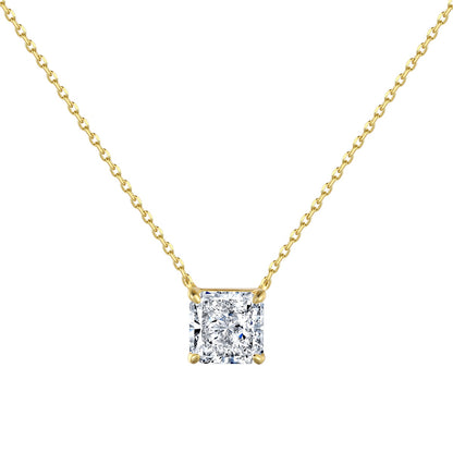 Princess Cut Rhodium-Plated Necklace