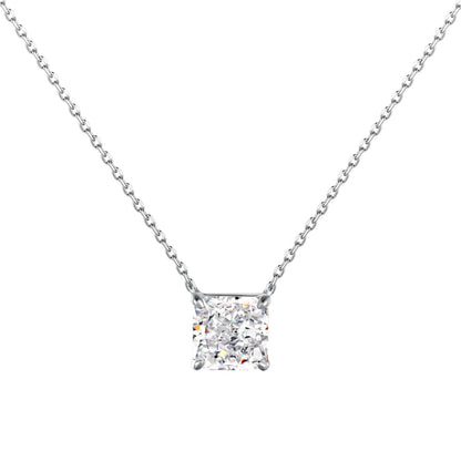Princess Cut Rhodium-Plated Necklace