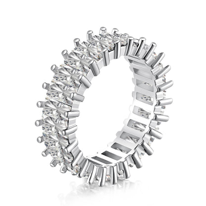 Baguette Rhodium-Plated Ring