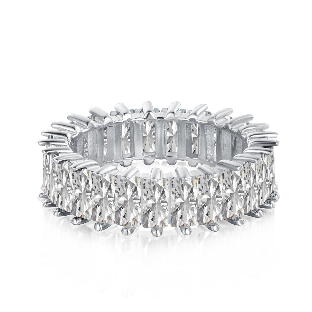 Baguette Rhodium-Plated Ring