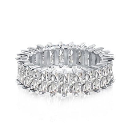 Baguette Rhodium-Plated Ring