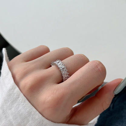 Baguette Rhodium-Plated Ring