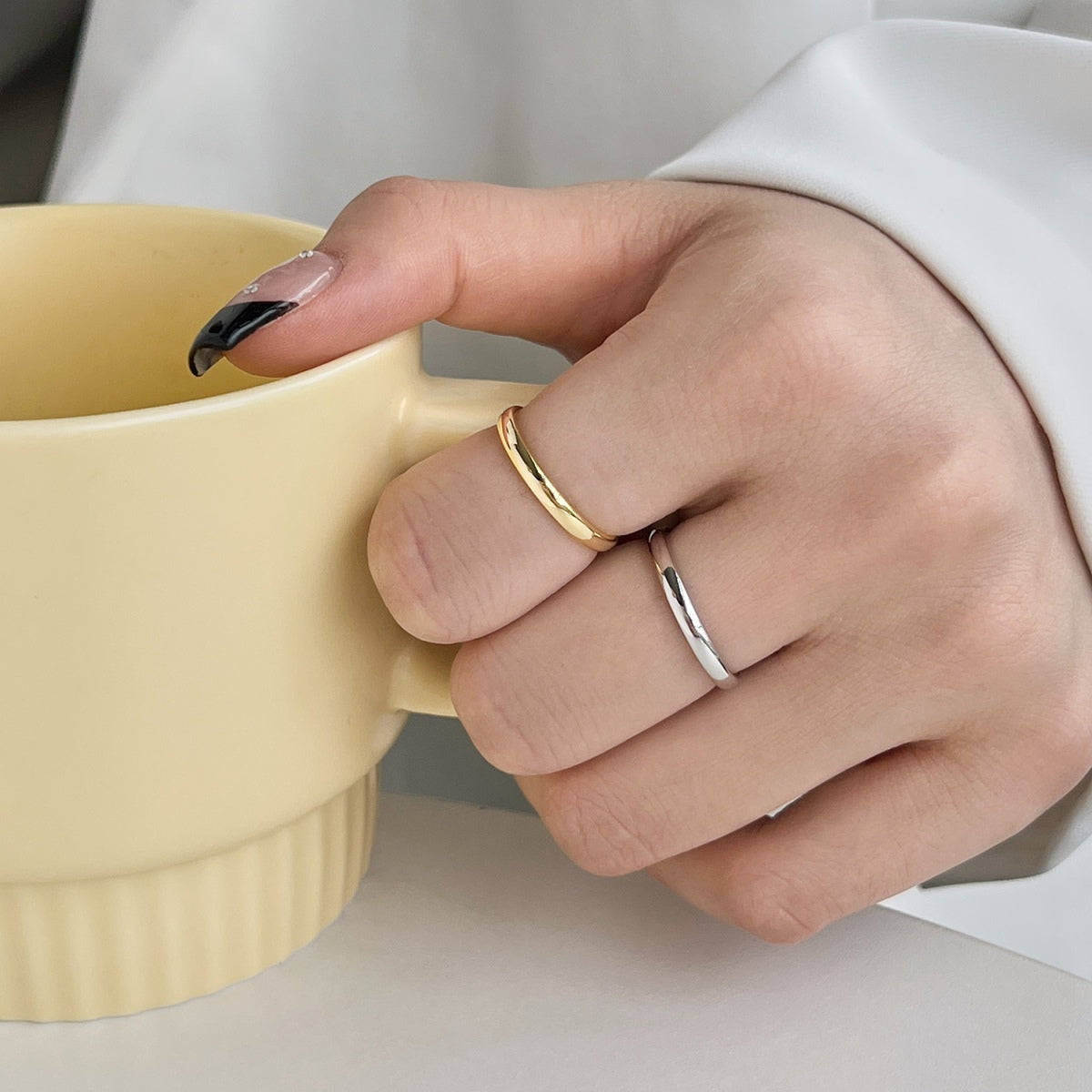 Plain Band Rhodium-Plated Ring