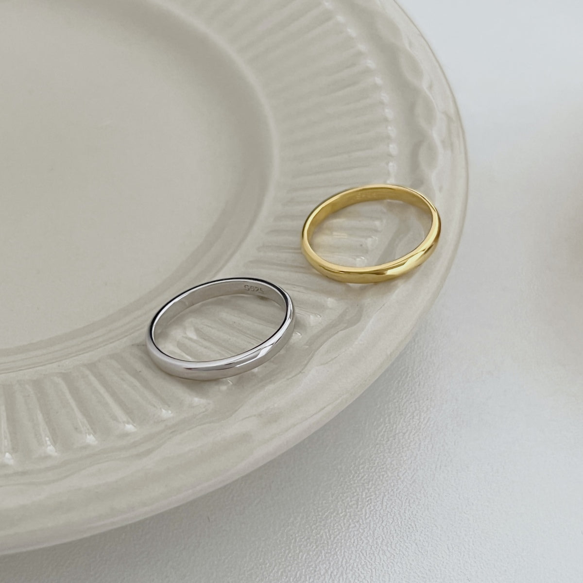 Plain Band Rhodium-Plated Ring