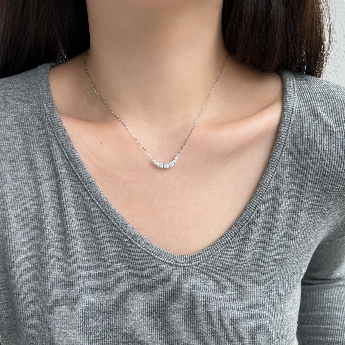 Seven Stone Rhodium-Plated Necklace