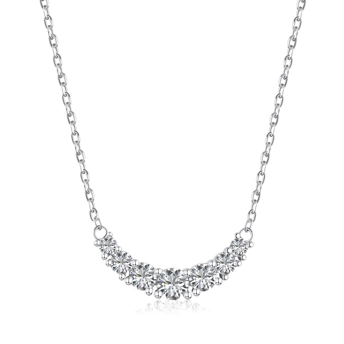 Seven Stone Rhodium-Plated Necklace