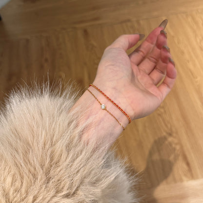 Double Lucky Red String Rhodium-Plated Bracelet