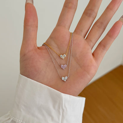 Dainty Heart Crystal Rhodium-Plated Necklace